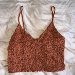 Zara Orange Rust Crop Tank Top